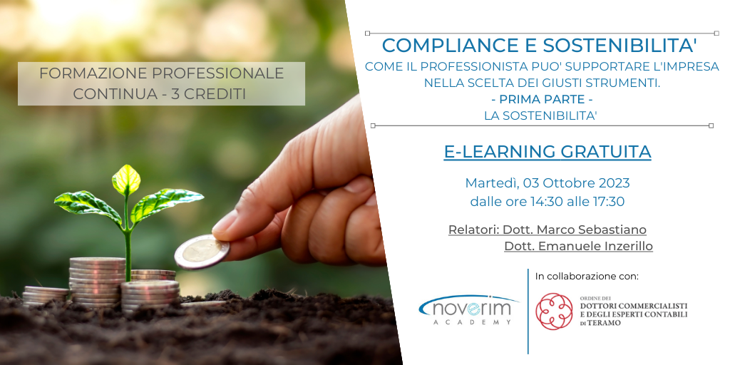 03.10.2023 - Compliance e sostenibilità: come il Professionista può supportare l'impresa nella scelt
